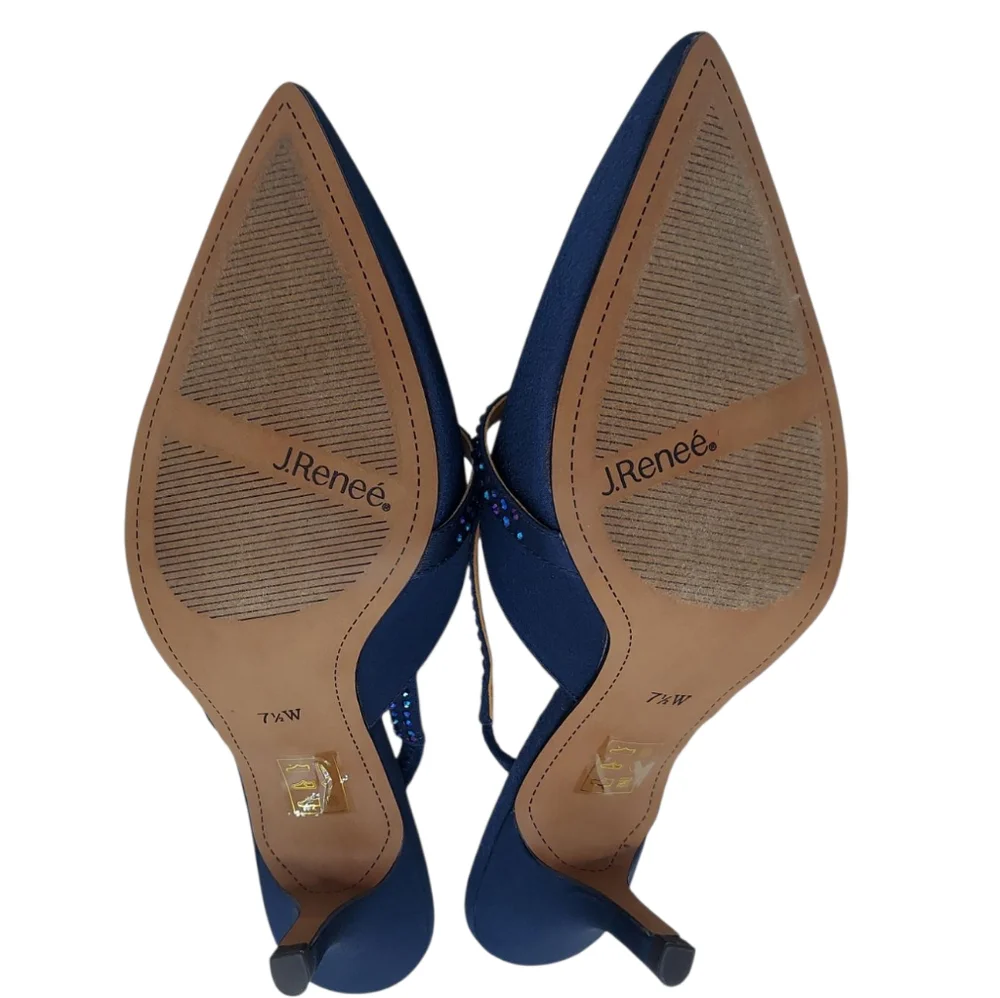 J.Renee Navy Blue Slingback Heels Women's Size 7 1/2W
